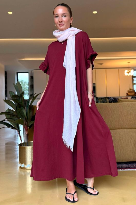 Made in Italy Summer Oscar Pure Cotton T Shirt Dress Bordeaux /14 =